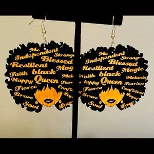 COPY - Wooden Black Queen 👸🏽 Earrings!